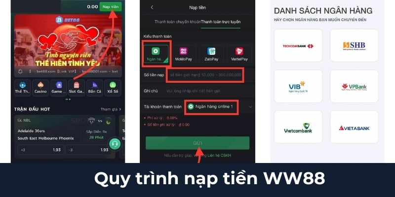 Quy trình nạp tiền WW88